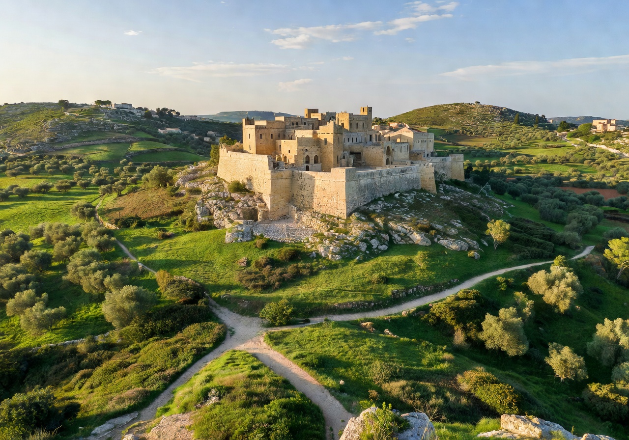 Scenic view of Gozo island tour with ancient citadel and green landscape
