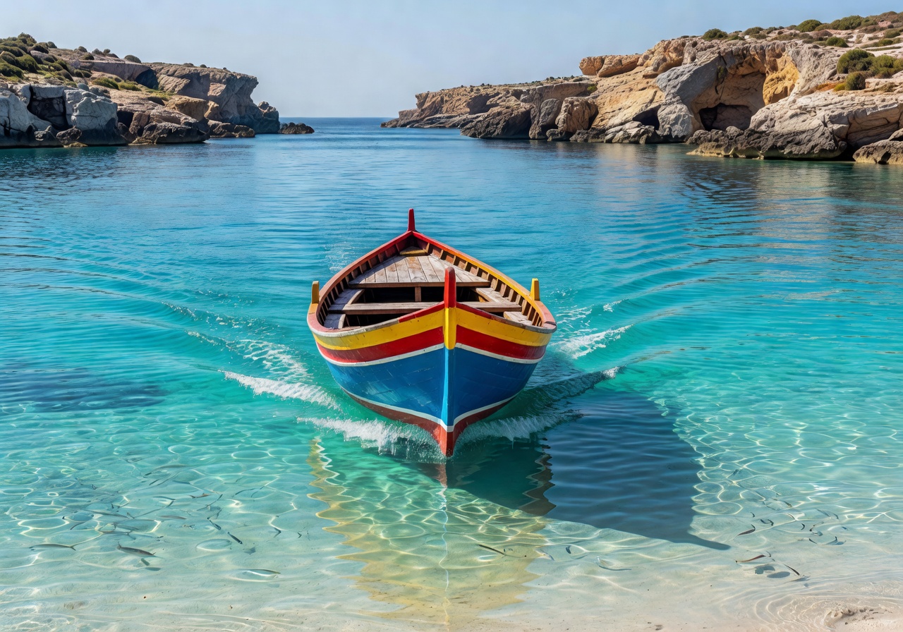 Traditional Maltese boat tour on crystal blue Mediterranean waters